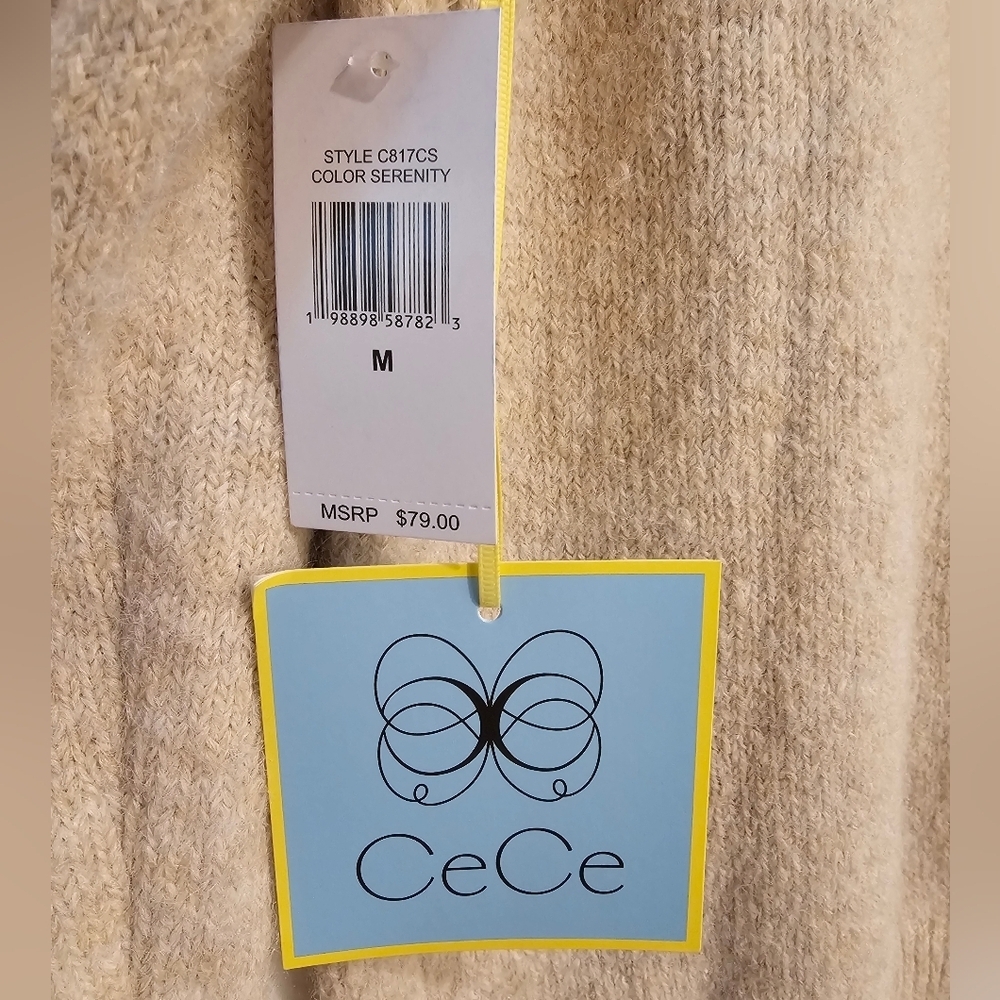 CeCe Beige Sweater with White Floral Details - Picture 6 of 6
